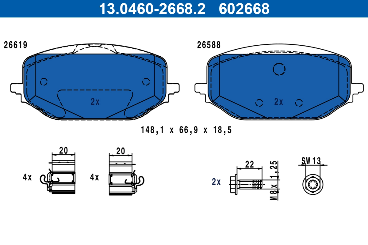 Brake Pad Set, disc brake 13.0460-2668.2