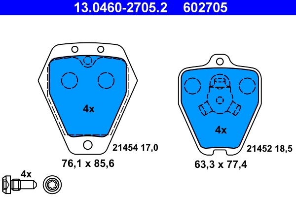 Brake Pad Set, disc brake 13.0460-2705.2