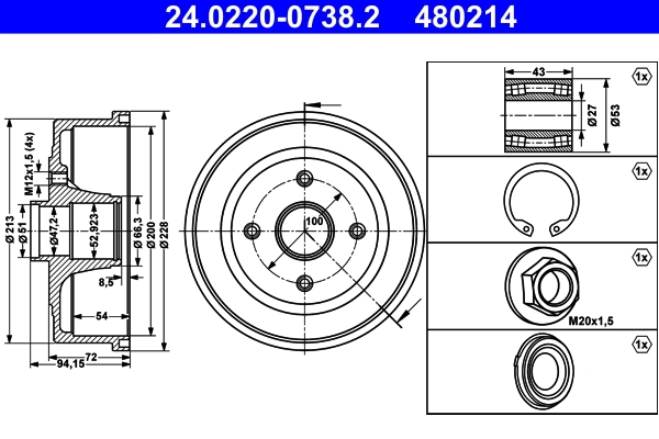 Brake Drum 24.0220-0738.2