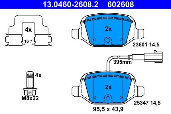 Brake Pad Set, disc brake 13.0460-2608.2