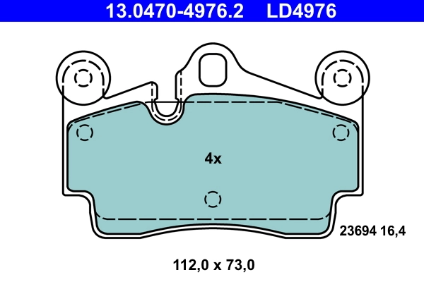 Brake Pad Set, disc brake ATE Ceramic 13.0470-4976.2