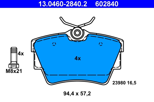 Brake Pad Set, disc brake 13.0460-2840.2