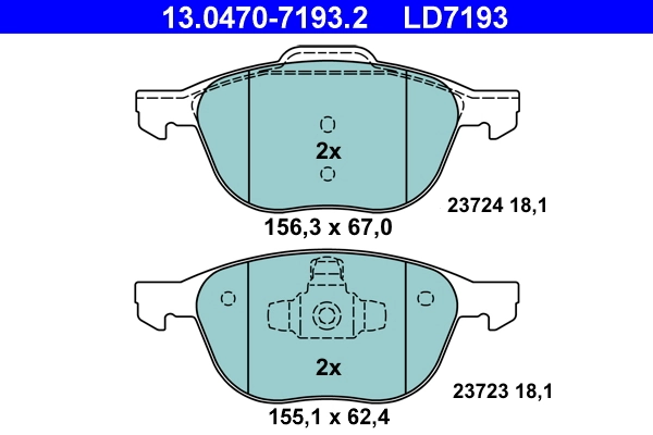 Brake Pad Set, disc brake ATE Ceramic 13.0470-7193.2