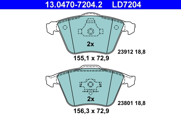 Brake Pad Set, disc brake ATE Ceramic 13.0470-7204.2