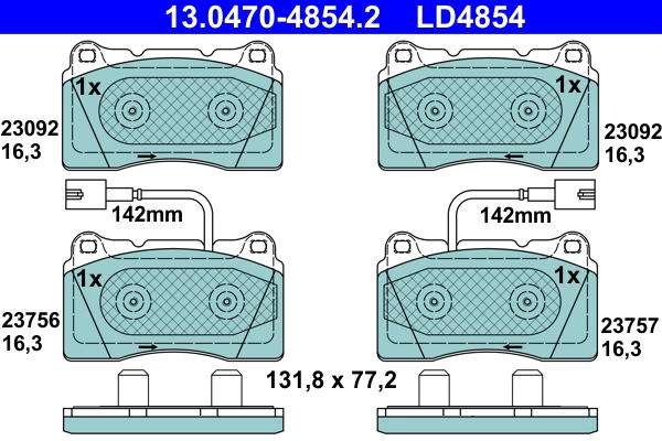 Brake Pad Set, disc brake ATE Ceramic 13.0470-4854.2
