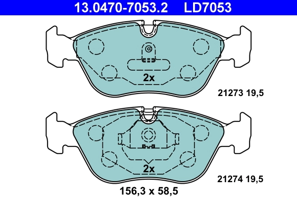 Brake Pad Set, disc brake ATE Ceramic 13.0470-7053.2