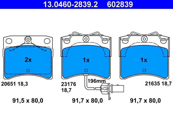 Brake Pad Set, disc brake 13.0460-2839.2
