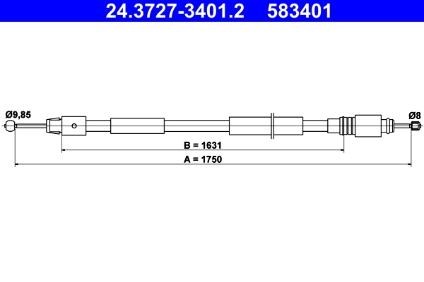 Cable Pull, parking brake 24.3727-3401.2