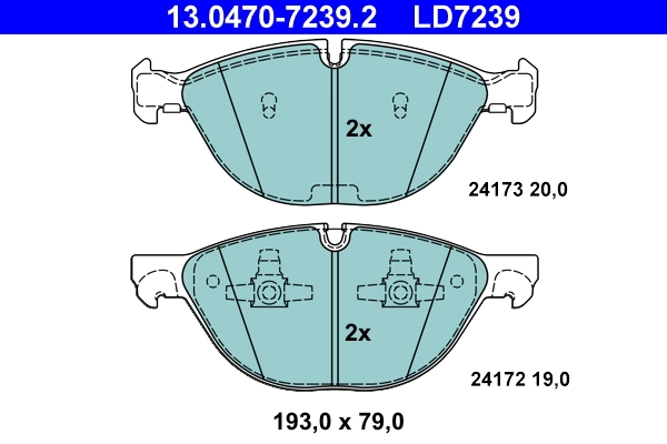 Brake Pad Set, disc brake ATE Ceramic 13.0470-7239.2