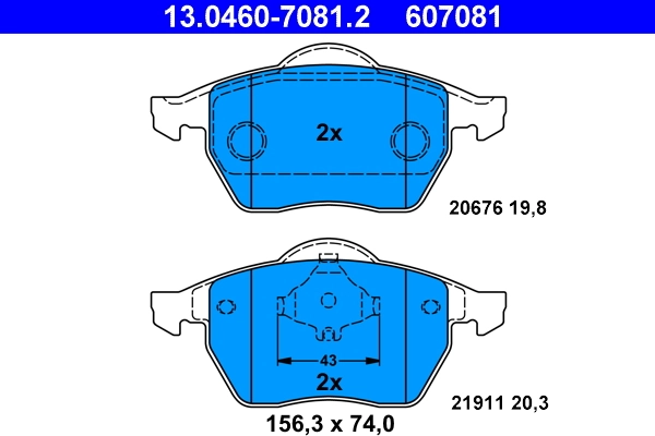 Brake Pad Set, disc brake 13.0460-7081.2