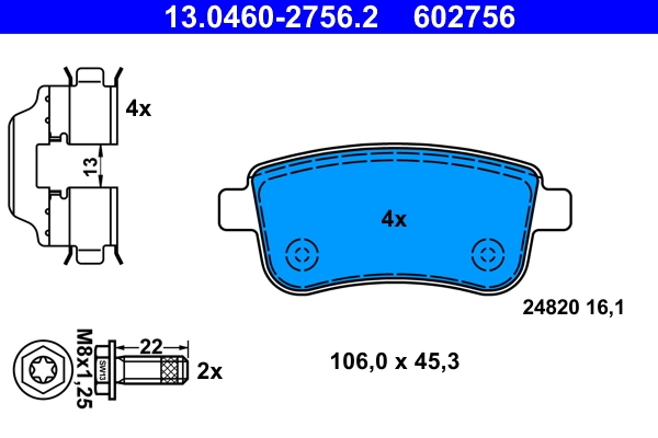 Brake Pad Set, disc brake 13.0460-2756.2