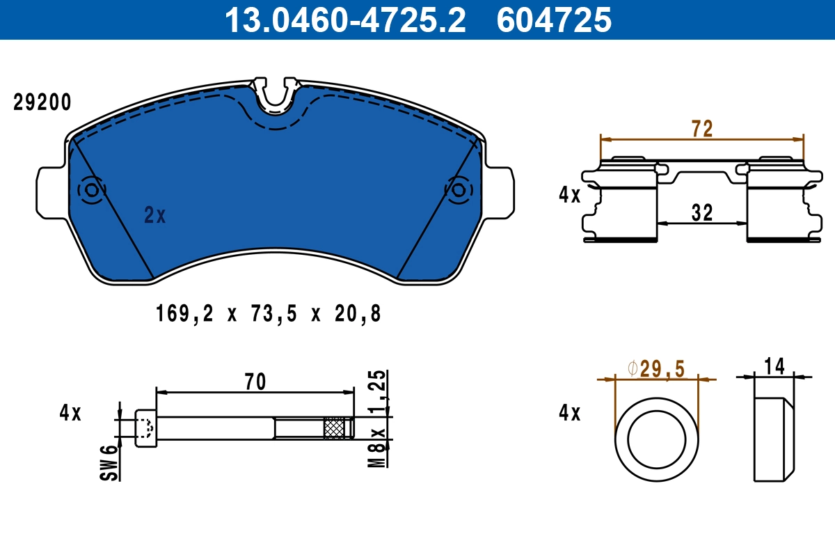 Brake Pad Set, disc brake 13.0460-4725.2