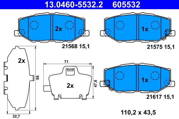 Brake Pad Set, disc brake 13.0460-5532.2