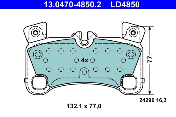Brake Pad Set, disc brake ATE Ceramic 13.0470-4850.2