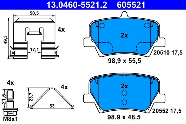 Brake Pad Set, disc brake 13.0460-5521.2