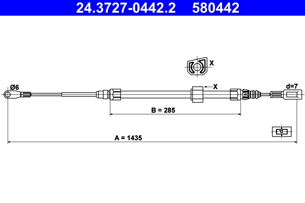Cable Pull, parking brake 24.3727-0442.2
