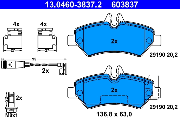Brake Pad Set, disc brake 13.0460-3837.2