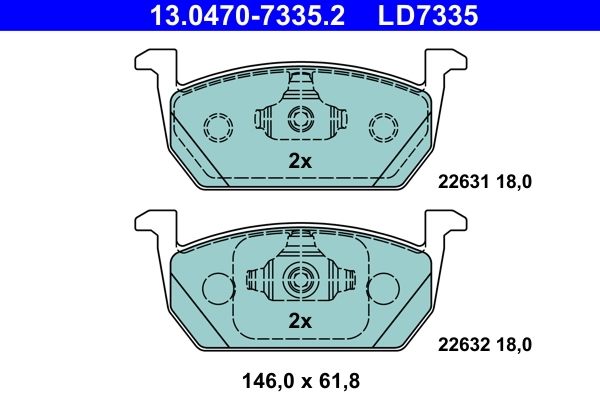 Brake Pad Set, disc brake ATE Ceramic 13.0470-7335.2