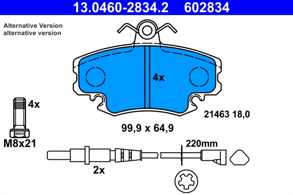 Brake Pad Set, disc brake 13.0460-2834.2