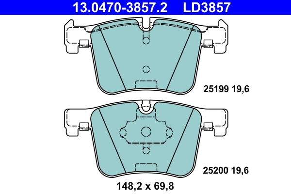 Brake Pad Set, disc brake ATE Ceramic 13.0470-3857.2