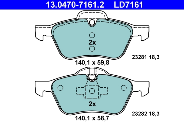 Brake Pad Set, disc brake ATE Ceramic 13.0470-7161.2