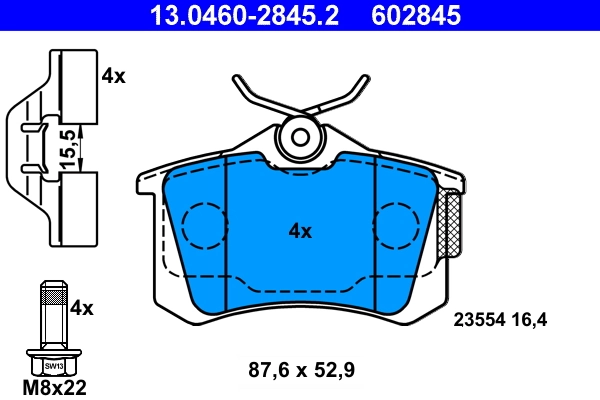 Brake Pad Set, disc brake 13.0460-2845.2