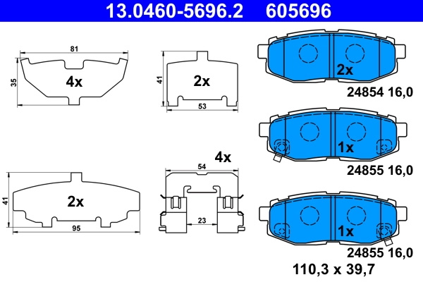 Brake Pad Set, disc brake 13.0460-5696.2