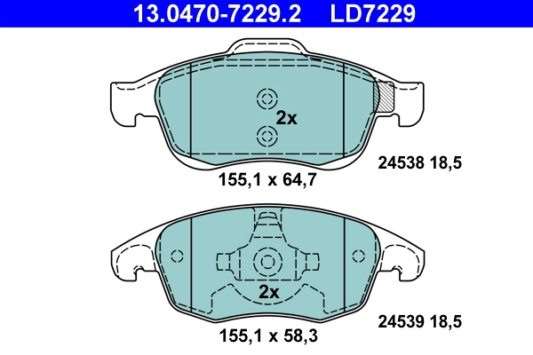 Brake Pad Set, disc brake ATE Ceramic 13.0470-7229.2