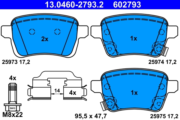 Brake Pad Set, disc brake 13.0460-2793.2