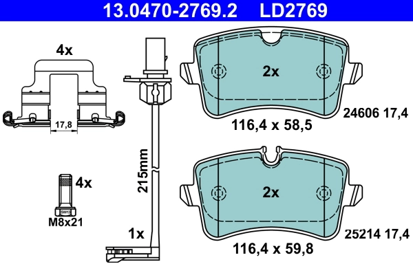 Brake Pad Set, disc brake ATE Ceramic 13.0470-2769.2