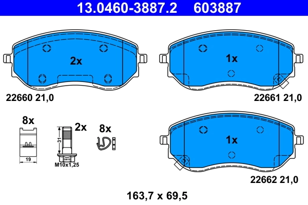 Brake Pad Set, disc brake 13.0460-3887.2