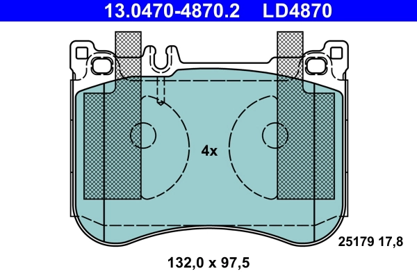 Brake Pad Set, disc brake ATE Ceramic 13.0470-4870.2
