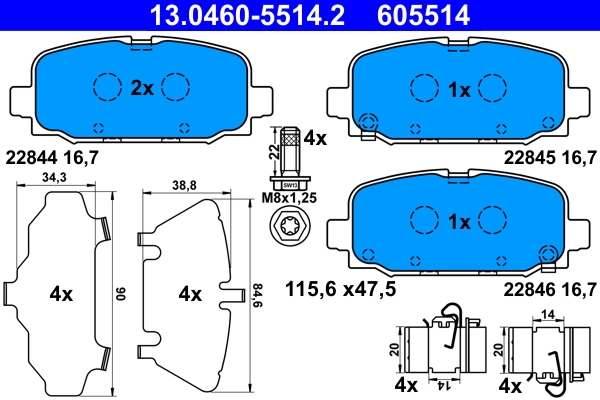 Brake Pad Set, disc brake 13.0460-5514.2