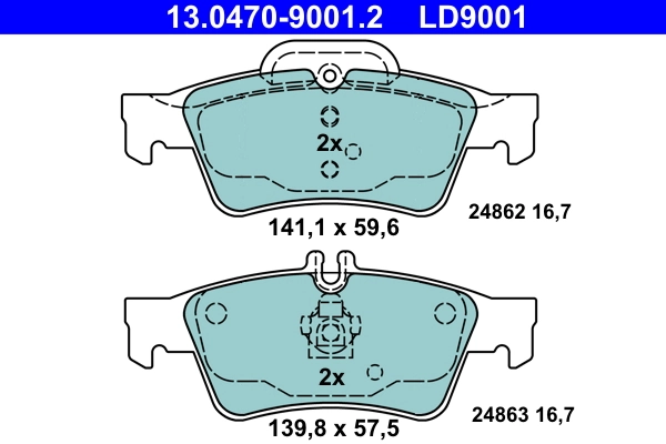 Brake Pad Set, disc brake ATE Ceramic 13.0470-9001.2