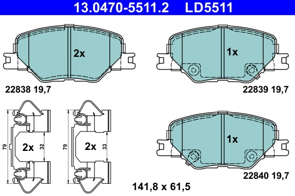 Brake Pad Set, disc brake ATE Ceramic 13.0470-5511.2