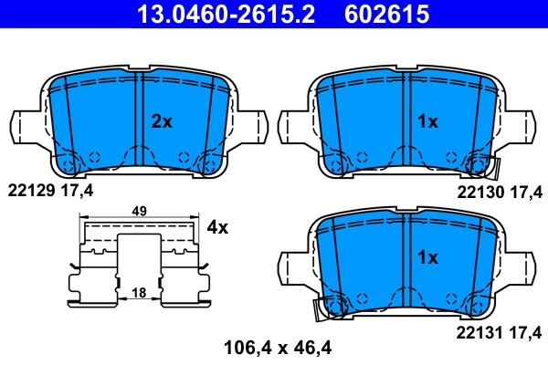 Brake Pad Set, disc brake 13.0460-2615.2