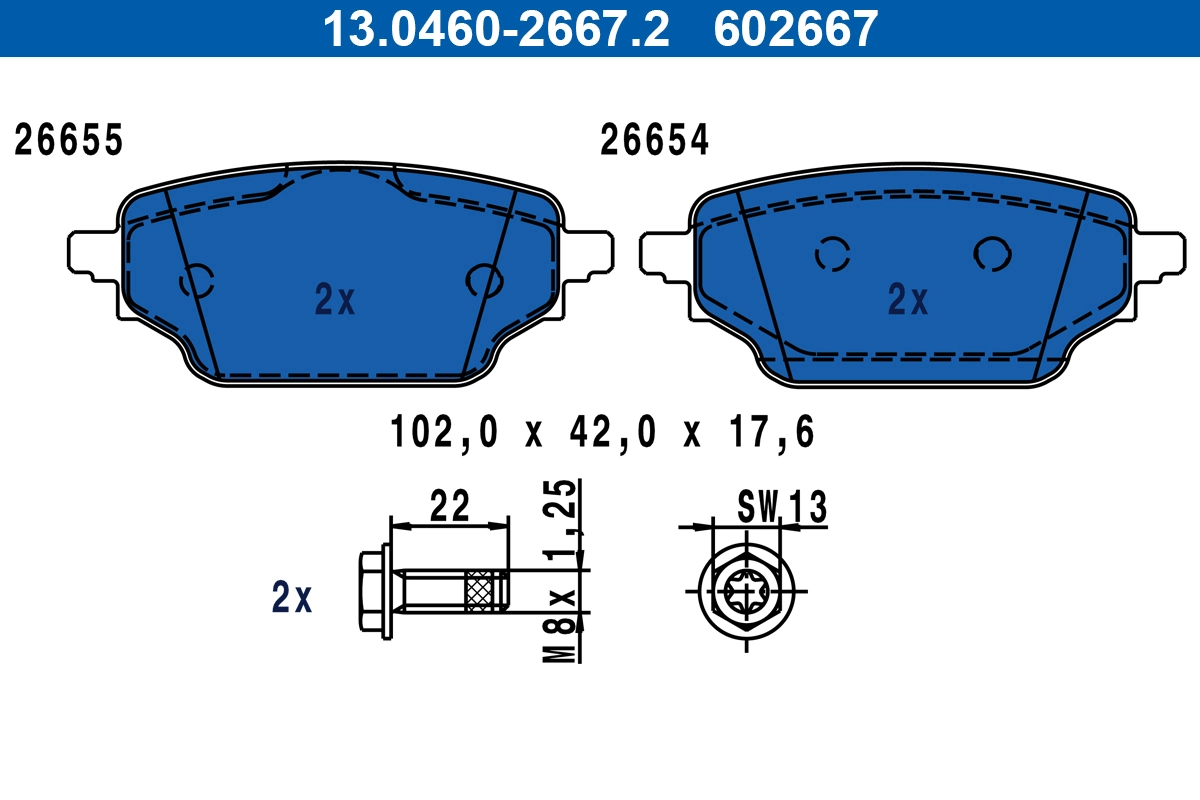 Brake Pad Set, disc brake 13.0460-2667.2