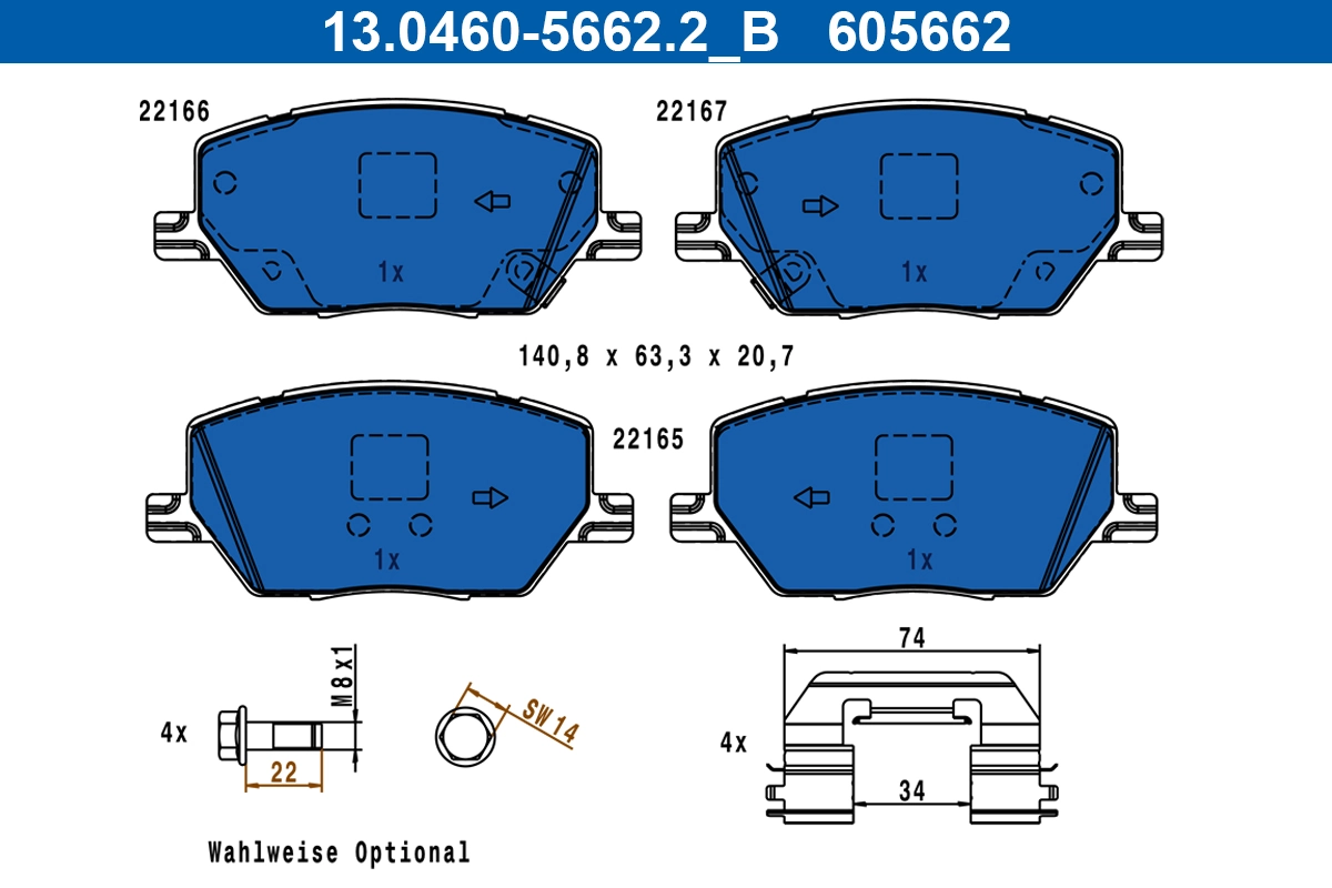 Brake Pad Set, disc brake 13.0460-5662.2
