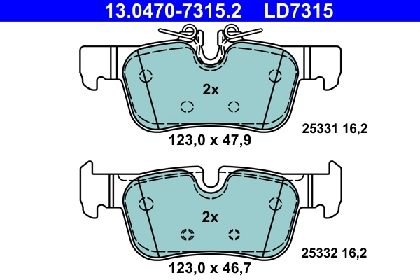 Brake Pad Set, disc brake ATE Ceramic 13.0470-7315.2