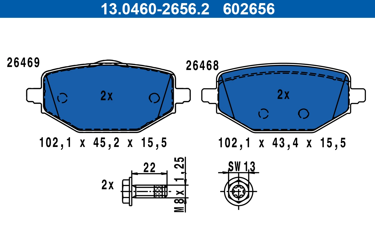 Brake Pad Set, disc brake 13.0460-2656.2