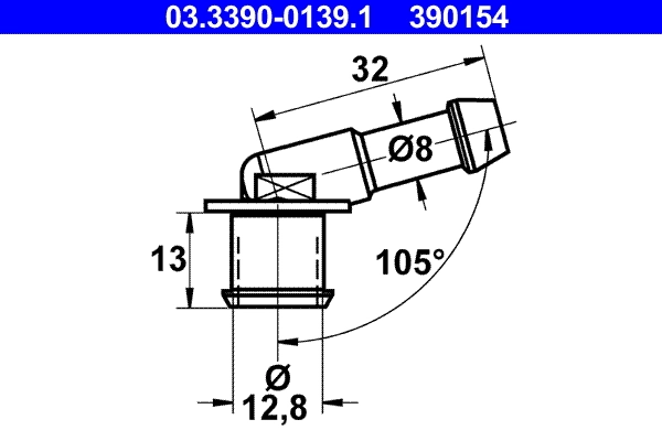 Connection Piece, hose line 03.3390-0139.1