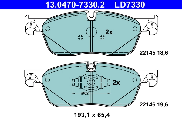 Brake Pad Set, disc brake ATE Ceramic 13.0470-7330.2