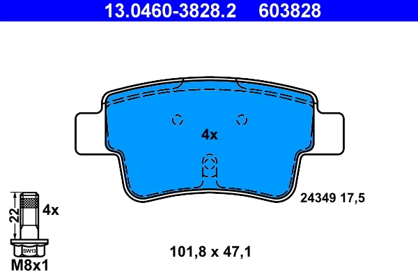 Brake Pad Set, disc brake 13.0460-3828.2