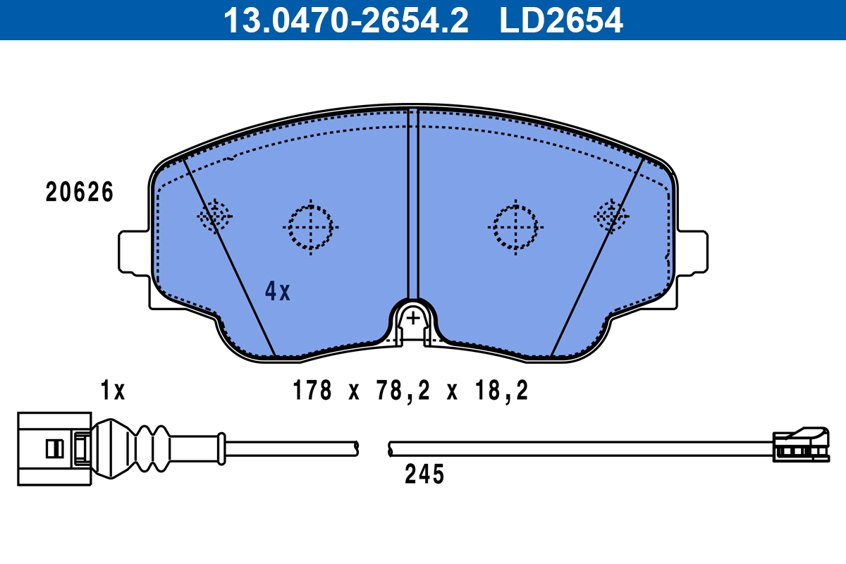 Brake Pad Set, disc brake ATE Ceramic 13.0470-2654.2