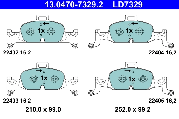 Brake Pad Set, disc brake ATE Ceramic 13.0470-7329.2