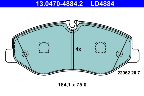 Brake Pad Set, disc brake ATE Ceramic 13.0470-4884.2