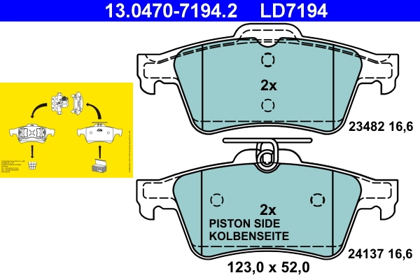 Brake Pad Set, disc brake ATE Ceramic 13.0470-7194.2