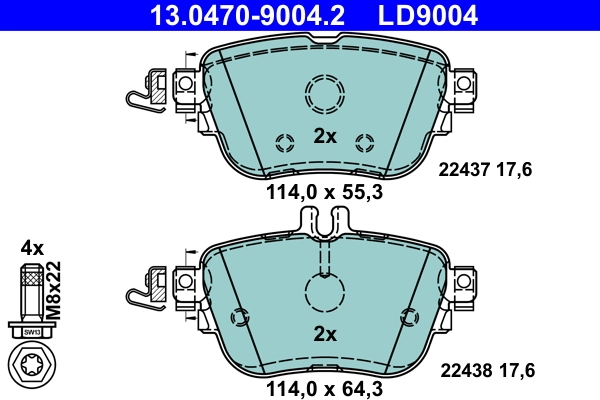 Brake Pad Set, disc brake ATE Ceramic 13.0470-9004.2