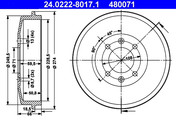 Brake Drum 24.0222-8017.1