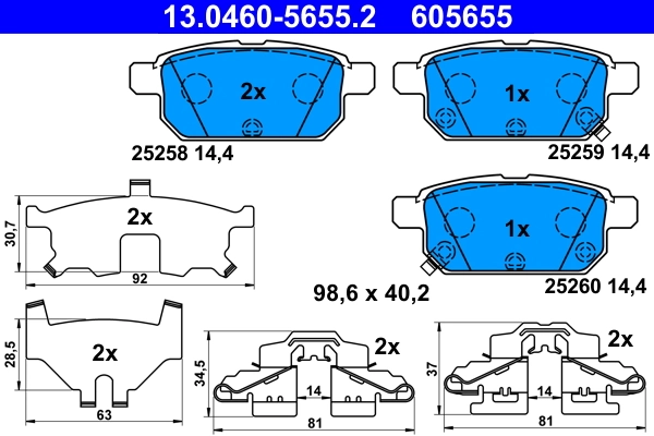 Brake Pad Set, disc brake 13.0460-5655.2